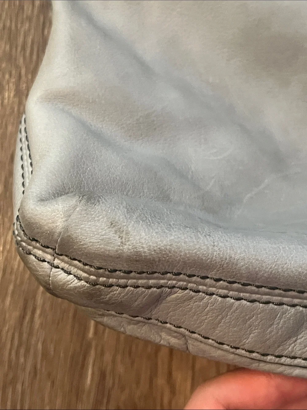 Fossil Explorer Light blue-Gray Leather fold over tote/Messenger Bag